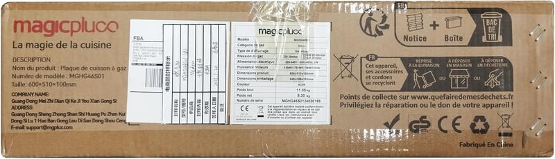 magicplux Beépíthető gázfőzőlap 4 égő 60 cm üvegfelület városi gáz és palackos gáz 8500W