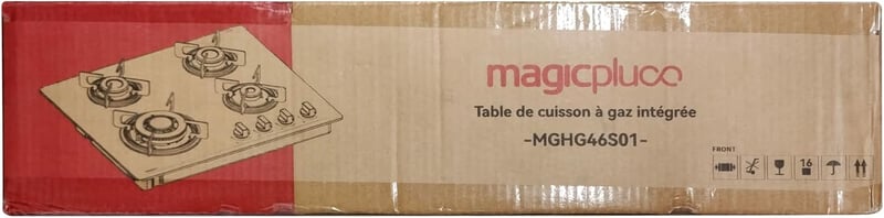 magicplux Beépíthető gázfőzőlap 4 égő 60 cm üvegfelület városi gáz és palackos gáz 8500W
