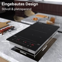 magicplux Beépíthető Indukciós Főzőlap 29 cm - 2 Zónás + Flex Zóna, 9 Teljesítményszint, Gyerekzár, Időzítő, Érintőgombos, 3500W 2