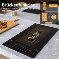magicplux Beépíthető Indukciós Főzőlap 29 cm - 2 Zónás + Flex Zóna, 9 Teljesítményszint, Gyerekzár, Időzítő, Érintőgombos, 3500W 3