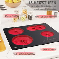 Magicplux Üvegkerámia Főzőlap 59 cm - 4 Zónás, Dual és Ovális Mezőkkel, 15 Hőfokozat, Érintőgombos, Gyerekzár, Időzítő, 7200W 5
