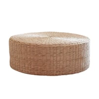 MagiDeal Boho prírodný slamený podlahový vankúš, ručne tkaný tatami sedák - 40x40x10 cm 1