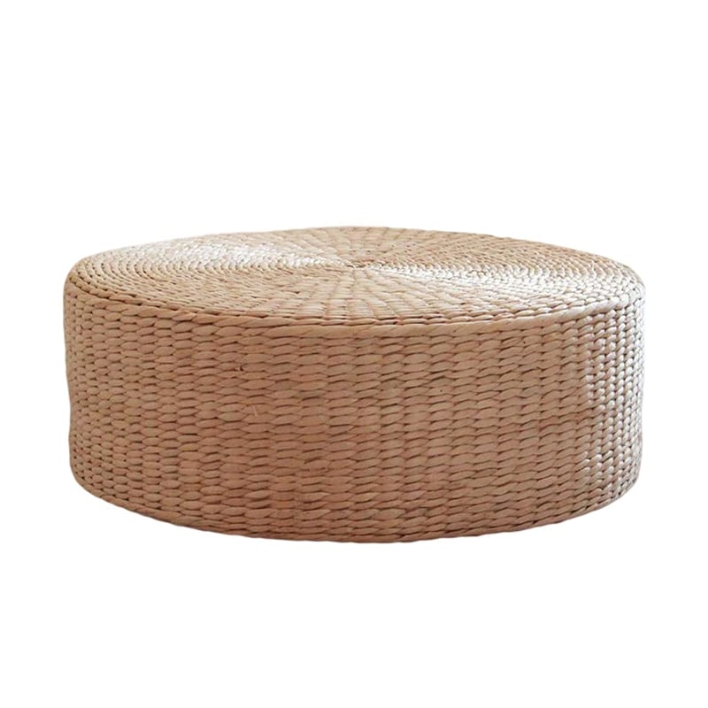 MagiDeal Boho prírodný slamený podlahový vankúš, ručne tkaný tatami sedák - 40x40x10 cm