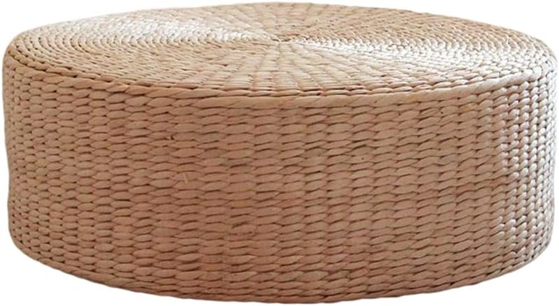 MagiDeal Boho natúr szalma padlópárna, kézzel szőtt tatami ülőpárna - 40x40x10 cm