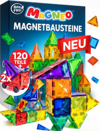 Set de construcție magnetică Magneo, 120 piese, cu 2 mașinuțe, pentru copii de la 3 ani, jucărie educativă creativă 1