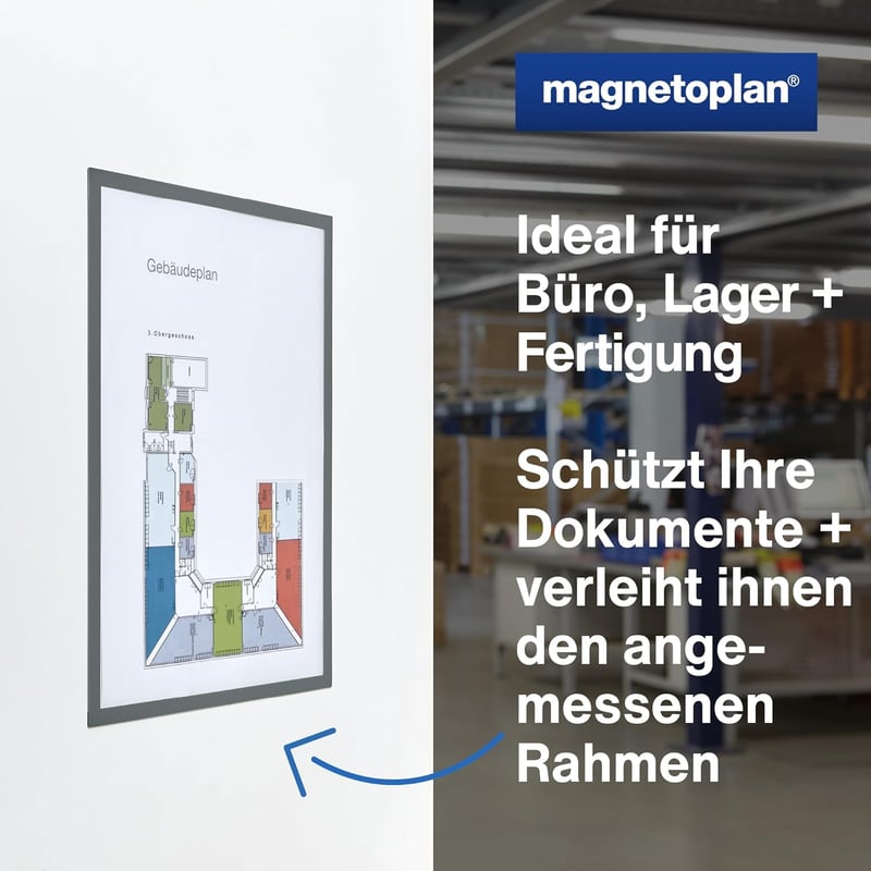 magnetoplan Magnetofix Mágneses Keret A4 Szürke 5 db-os Csomag - A4, 2-gray