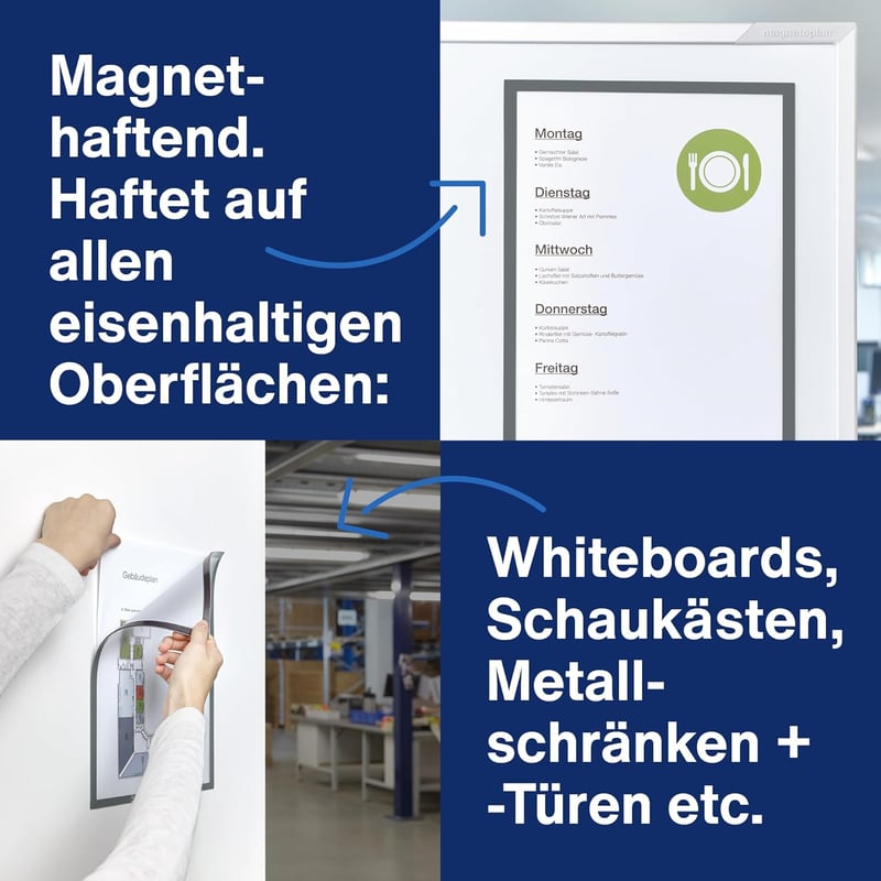 magnetoplan Magnetofix Mágneses Keret A4 Szürke 5 db-os Csomag - A4, 2-gray