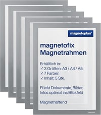 magnetoplan Magnetofix Mágneses Keret A4 Szürke 5 db-os Csomag - A4, 2-gray 1