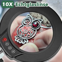 MagnieOpti 12x LED-es nagyító állvánnyal és csipesszel, valódi üveglencsével - fekete 2