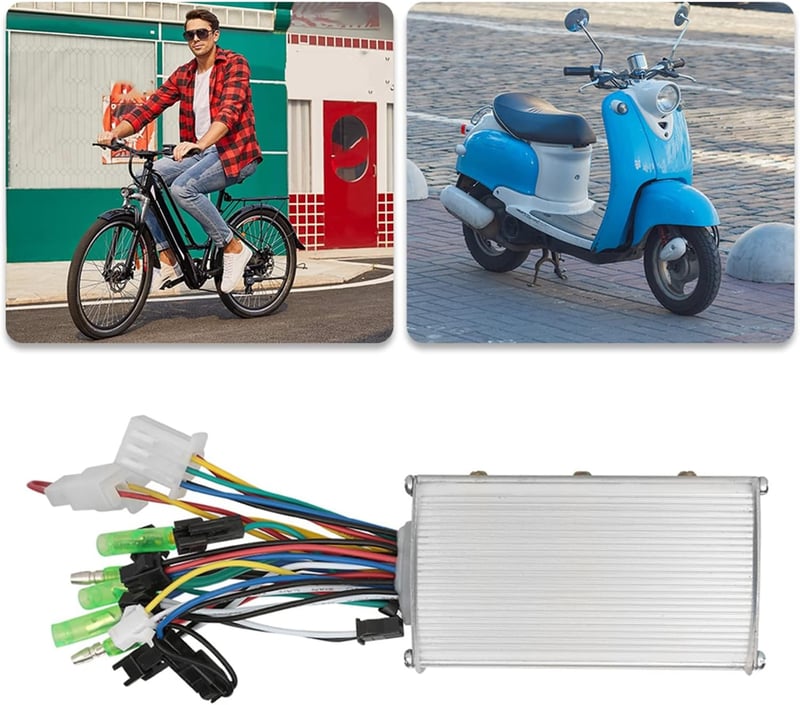 MAGT 36V/48V 350W Alumínium Kefe Nélküli Motor Vezérlő Elektromos Kerékpárhoz és Rollerhez - Ezüst Színű, Könnyű, Hűtőbordás Kivitel