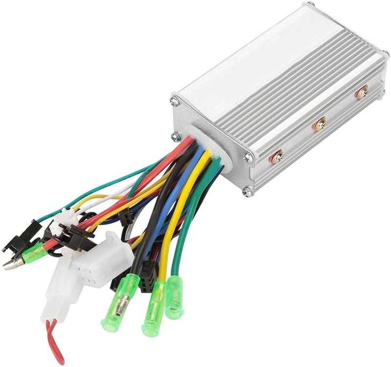 MAGT 36V/48V 350W Alumínium Kefe Nélküli Motor Vezérlő Elektromos Kerékpárhoz és Rollerhez - Ezüst Színű, Könnyű, Hűtőbordás Kivitel