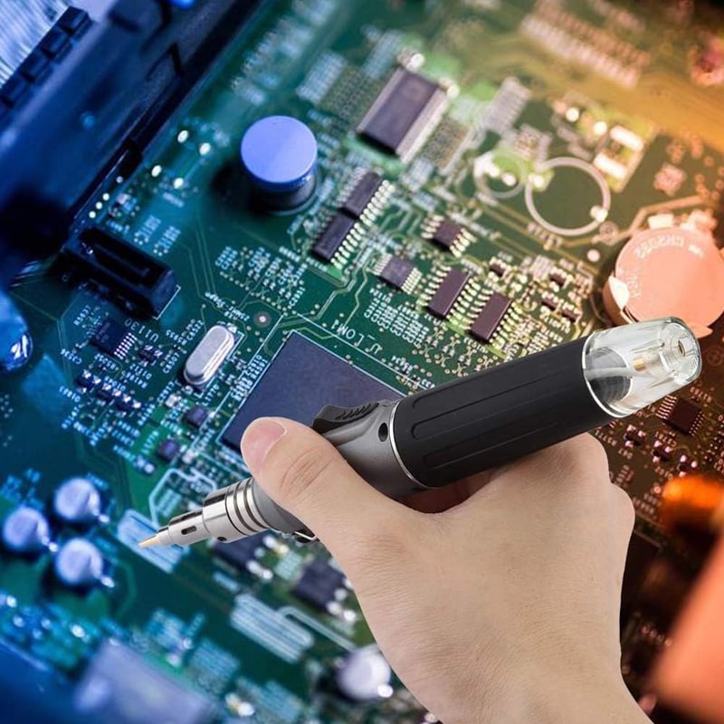 MAGT HS-1115K Bután Gázos Forrasztópáka Készlet - 10 az 1-ben Hordozható Vezeték Nélküli Forrasztó Pisztoly Átlátszó Tartállyal Elektronikai