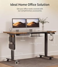 MAIDeSITe Elektromosan Állítható Íróasztal 140x70cm Memóriagombokkal és Kiegészítőkkel 6