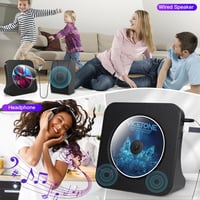 MAITE Bluetooth CD Lejátszó Dupla Hangszóróval - Hordozható FM Rádió, Időzítő, AUX/USB Bemenet, Fejhallgató Csatlakozó, 10m Hatótáv 7