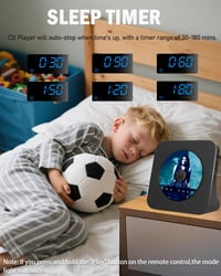 MAITE Bluetooth CD Lejátszó Dupla Hangszóróval - Hordozható FM Rádió, Időzítő, AUX/USB Bemenet, Fejhallgató Csatlakozó, 10m Hatótáv 5