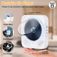 MAITE Bluetooth CD Lejátszó Hordozható Fali Rádió HiFi Hangszórókkal USB MP3 FM Távirányítóval Fejhallgató Csatlakozóval 3