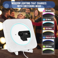 MAITE Falra szerelhető Bluetooth CD lejátszó HiFi hangszórókkal - FM rádió, USB, AUX bemenet, fejhallgató csatlakozó, távirányító, húzókapcs 3