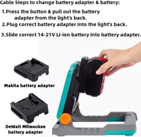 MAKBOS Akkumulátor Adapter 18V Munkalámpa - Kompatibilis Milwaukee M18 és Dewalt 20V Akkukkal - LED Építkezési Reflektor, Munkahelyi Világít 5