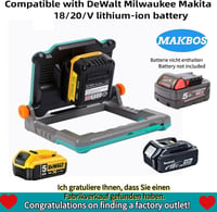 MAKBOS Akkumulátor Adapter 18V Munkalámpa - Kompatibilis Milwaukee M18 és Dewalt 20V Akkukkal - LED Építkezési Reflektor, Munkahelyi Világít 2
