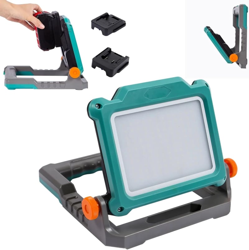 MAKBOS Akkumulátor Adapter 18V Munkalámpa - Kompatibilis Milwaukee M18 és Dewalt 20V Akkukkal - LED Építkezési Reflektor, Munkahelyi Világít