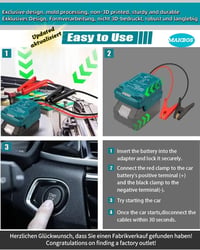 MAKBOS Autó Indítósegéd Adapter Makita 18V Akkumulátorhoz, Hordozható Powerbank Átalakító 12V Autó Indításhoz 3