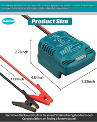 MAKBOS Autó Indítósegéd Adapter Makita 18V Akkumulátorhoz, Hordozható Powerbank Átalakító 12V Autó Indításhoz 5