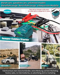 MAKBOS Autó Indítósegéd Adapter Makita 18V Akkumulátorhoz, Hordozható Powerbank Átalakító 12V Autó Indításhoz 4