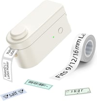 Makeid Bluetooth Címkéző Készülék - Hordozható Öntapadós Címkenyomtató 300DPI - iOS és Android Kompatibilis Vezeték Nélküli Feliratozó Fehér 1