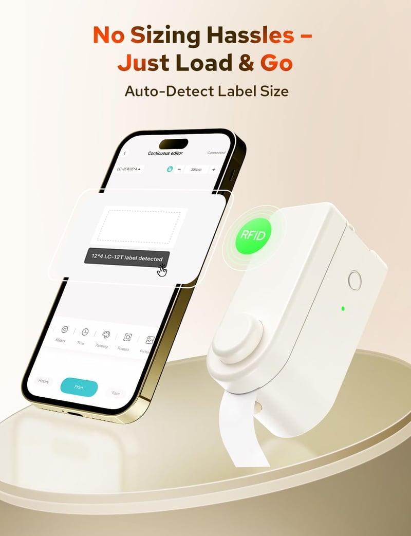 Makeid L1 Bluetooth Címkenyomtató, Hordozható Mini Címkéző Készülék Otthonra és Irodába, 9-16mm Nyomtatási Méret
