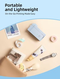 Makeid L1 Bluetooth Címkenyomtató - Kék Hordozható Öntapadós Címkéző Eszköz Okostelefonokhoz, 9-16 mm Nyomtatási Méret, Otthoni és Irodai Ha 6