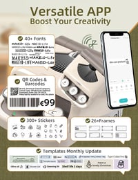 Makeid Q1 Bluetooth Címkenyomtató Mini Hordozható Címkéző Készülék 300DPI HD Nyomtatás Okostelefonhoz Fehér 6