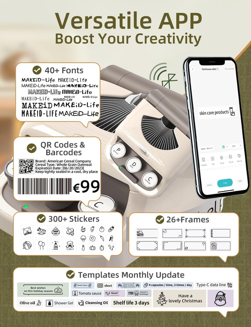 Makeid Q1 Bluetooth Címkenyomtató Mini Hordozható Címkéző Készülék 300DPI HD Nyomtatás Okostelefonhoz Fehér