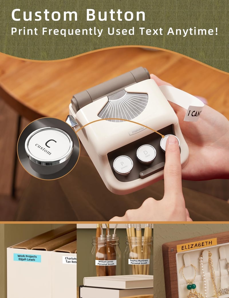 Makeid Q1 Bluetooth Címkenyomtató Mini Hordozható Címkéző Készülék 300DPI HD Nyomtatás Okostelefonhoz Fehér