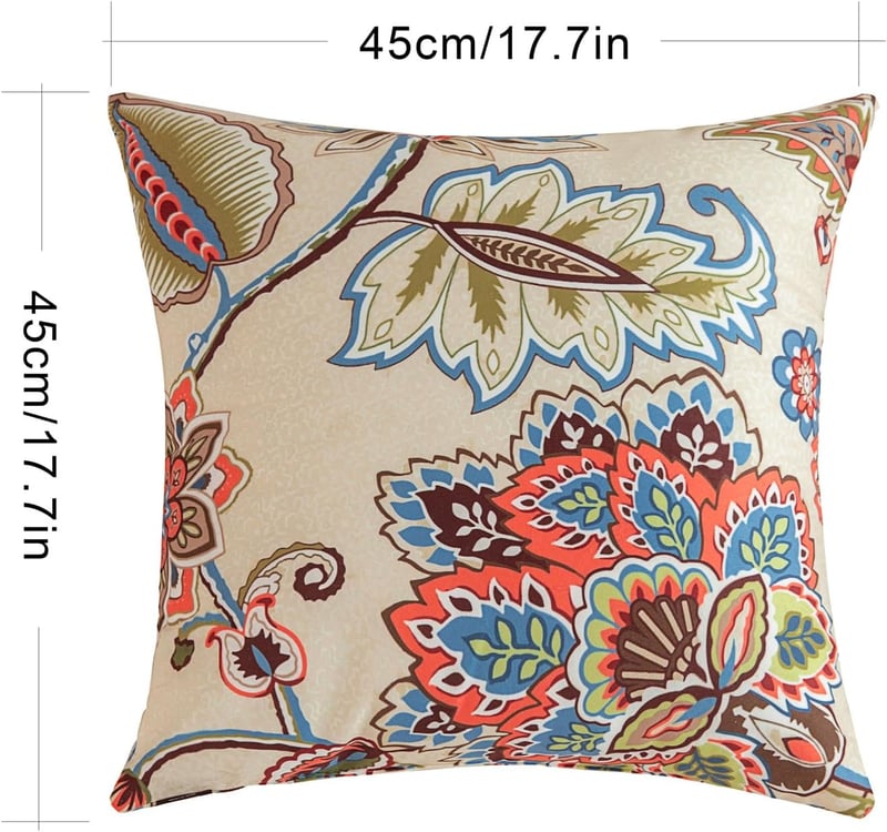 Makimoo 2 db dekoratív párnahuzat 45x45 cm khaki virágmintás beltéri kültéri
