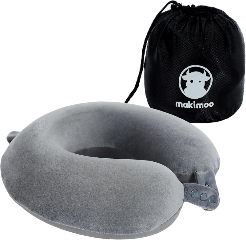Makimoo Memory Foam Utazópárna Nyakpárna Szürke Táskával