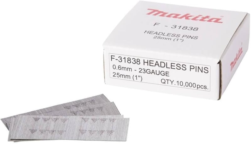 Makita F-31838 Fejnélküli Szegek 25mm 23g - 10000 db Ezüst Tűzőszeg Kötegelt Csomagolásban Barkácsoláshoz és Famunkákhoz