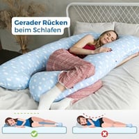 MAKOSAS Comfort Pillow Original premium ortopedski jastuk za grljenje, jastuk za bočno spavanje, za bolji san, uzorak oblaka, pamuk, 100 x 150 cm 5