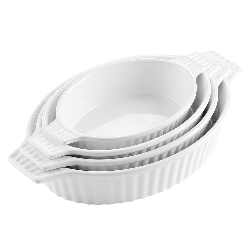 Sada 4 bielych porcelánových zapekacích mís Malacasa v rôznych veľkostiach