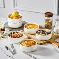 MALACASA Luna Set de 6 Boluri pentru Cereale din Porțelan, 640 ml, Set Boluri pentru Supă, Salată, Desert, Mic Dejun, Ceramică, Boluri Mari pentru Paste, Fructe, Alb 5