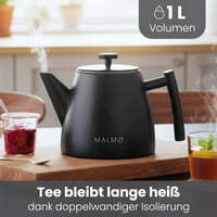 Čajník MALMØ so sitkom – Dvojstenný termoskový čajník – Sitko z nehrdzavejúcej ocele 304 – 100 % čajník bez kvapkania 2