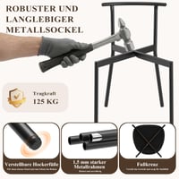 MALOL 2 ks čalúnené jedálenské stoličky, moderná látka Sherpa (vzhľad baránka), zaoblené operadlo, polstrovaný sedák, stabilné kovové nohy, béžová 4