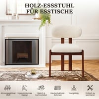 MALOL Jedálenské stoličky, súprava 2 ks, moderné čalúnené stoličky s tmavohnedými drevenými nohami, béžová látková jedálenská stolička so stabilným operadlom, do jedálne, kuchyne 7