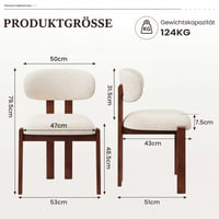 MALOL Jedálenské stoličky, súprava 2 ks, moderné čalúnené stoličky s tmavohnedými drevenými nohami, béžová látková jedálenská stolička so stabilným operadlom, do jedálne, kuchyne 2