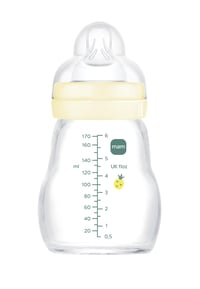 Sklenená dojčenská fľaša MAM Feel Good 170 ml, so silikónovým cumlíkom SkinSoft veľkosti 1, od 0 mesiacov, neutrálna 1