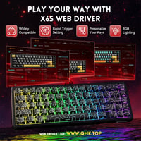 MAMBASNAKE Attack Shark X65 HE Gyors Mágneses Gaming Billentyűzet, 0.01mm Pontosság, 8kHz, 60% Kompakt, Állítható Kapcsolók, RGB Háttérvilág 7