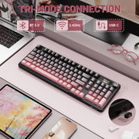 MAMBASNAKE × Attack Shark X98 Pro 96% mechanická bezdrôtová herná klávesnica, RGB, LED displej, otočný ovládač, tri režimy pripojenia BT/2.4G/USB-C, hot-swap, 4000 mAh – ružová 3