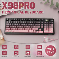MAMBASNAKE × Attack Shark X98 Pro 96% mechanická bezdrôtová herná klávesnica, RGB, LED displej, otočný ovládač, tri režimy pripojenia BT/2.4G/USB-C, hot-swap, 4000 mAh – ružová 2