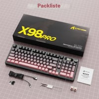 MAMBASNAKE × Attack Shark X98 Pro 96% mechanická bezdrôtová herná klávesnica, RGB, LED displej, otočný ovládač, tri režimy pripojenia BT/2.4G/USB-C, hot-swap, 4000 mAh – ružová 9