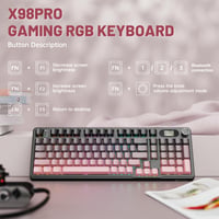 MAMBASNAKE × Attack Shark X98 Pro 96% mechanická bezdrôtová herná klávesnica, RGB, LED displej, otočný ovládač, tri režimy pripojenia BT/2.4G/USB-C, hot-swap, 4000 mAh – ružová 8