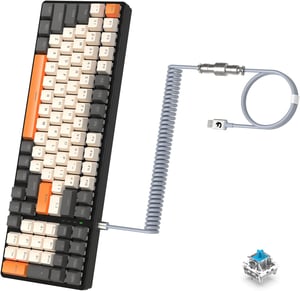 MAMBASNAKE K3 Pro Mehanička Tipkovnica za Igre - Kompaktna s 98 Tipki, RGB LED Osvjetljenje, Plavi Prekidači, USB-C Spiralni Kabel, Tamno Siva